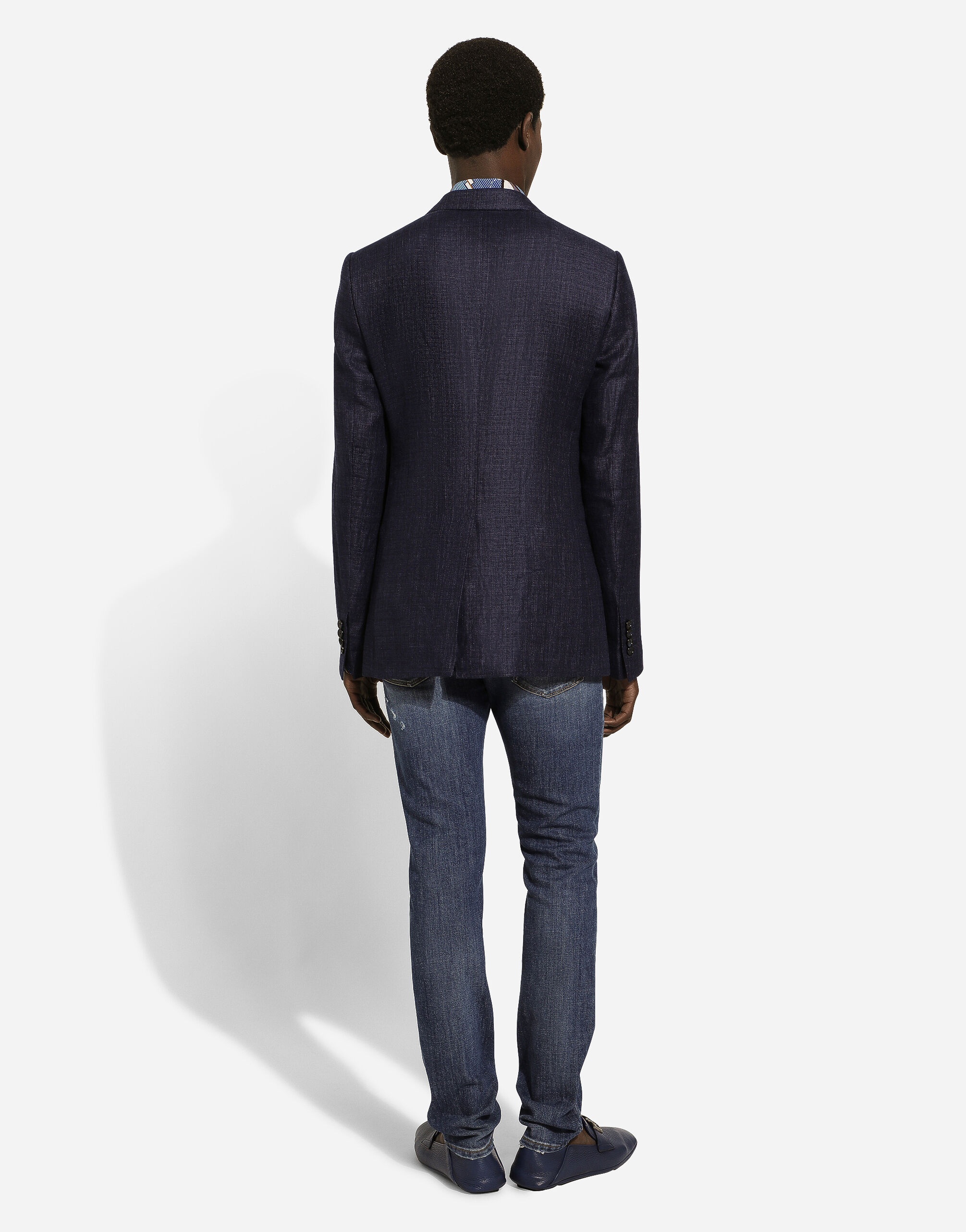 DOLCE & GABBANA Blazer TAORMINA Blue Linen Cotton Jacket