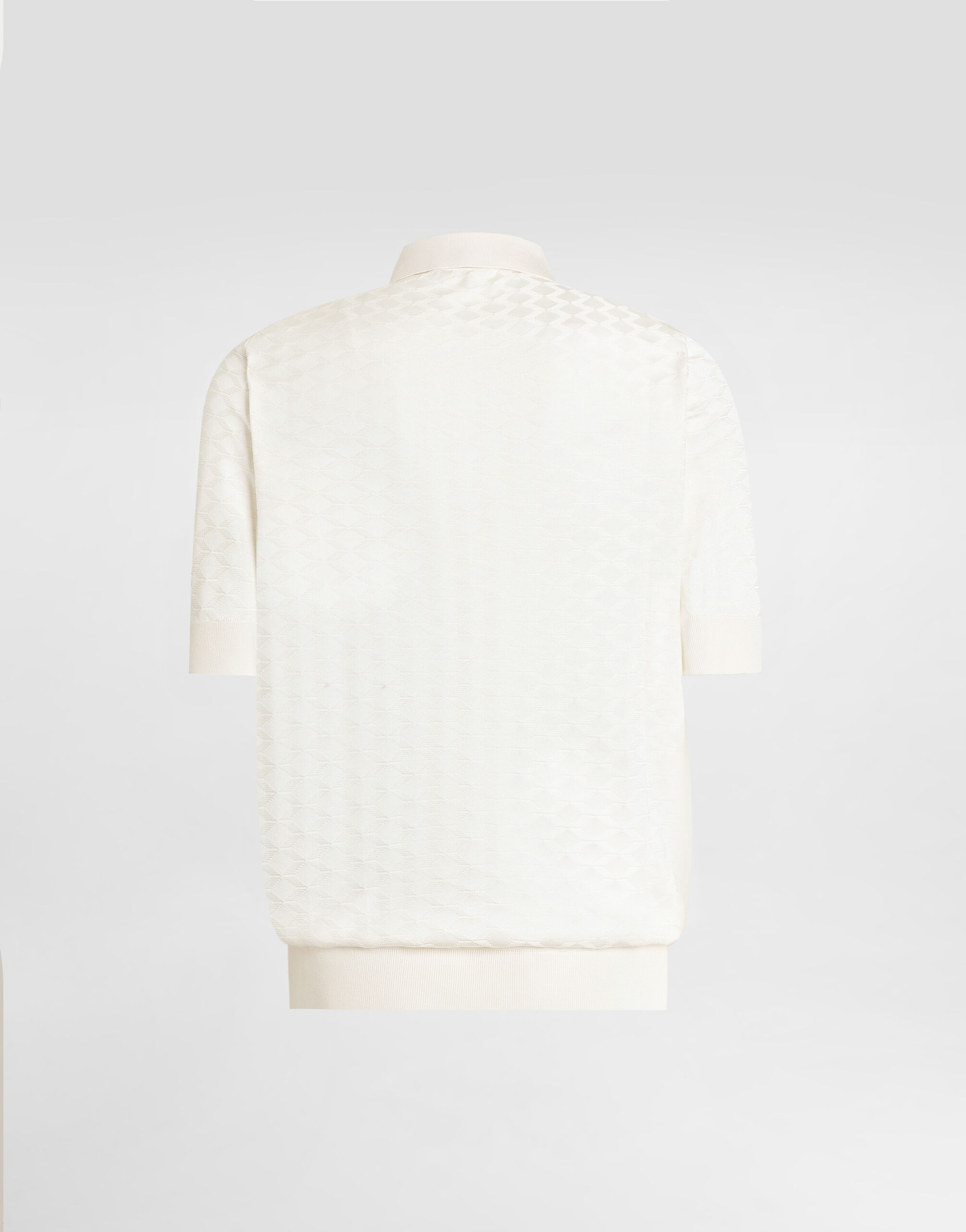 Whiteのメンズ Micro-dot stitch silk polo shirt | Dolce&Gabbana®
