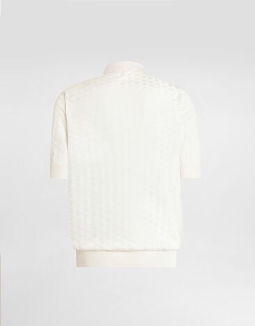 Dolce & Gabbana Micro-dot stitch silk polo shirt White GXZ02ZJBSOF