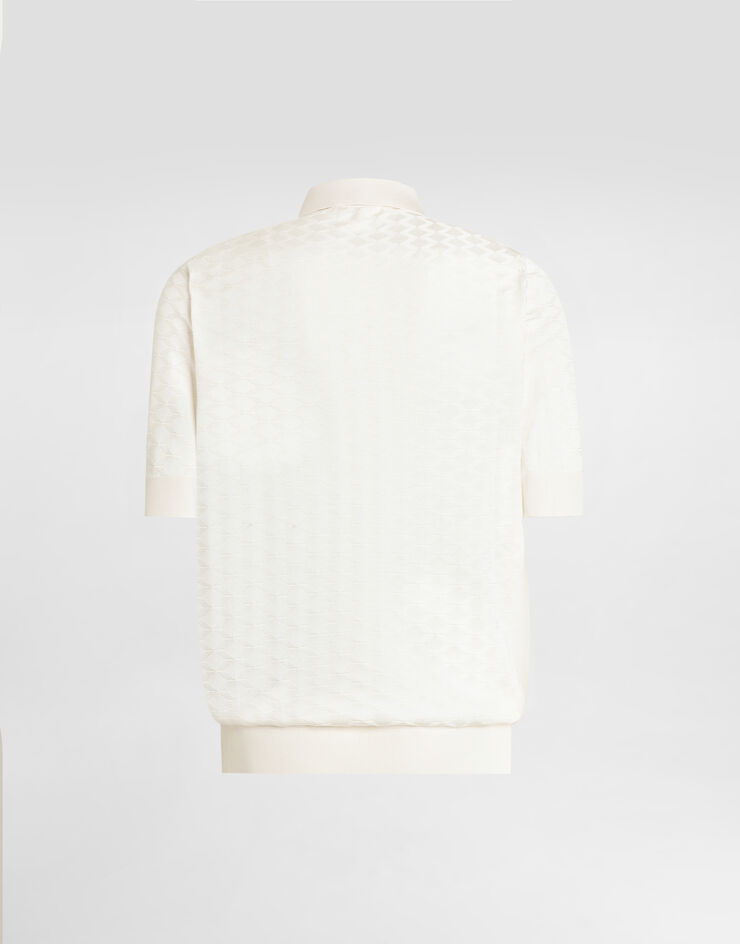 Dolce & Gabbana Micro-dot stitch silk polo shirt White GXZ02ZJBSOF