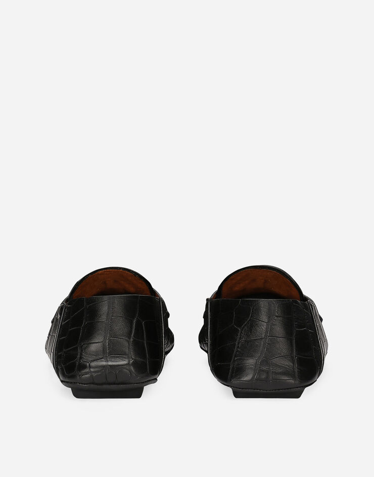Dolce & Gabbana Driver aus Kalbsleder Krokoprägung Schwarz A50583AS422