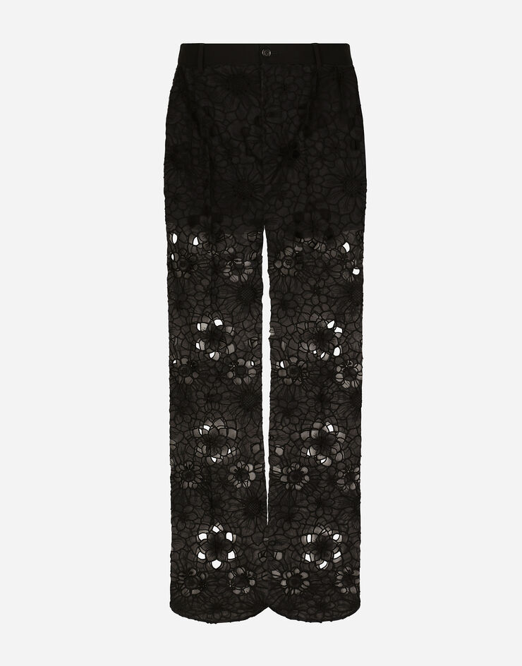 Dolce & Gabbana Tailored stretch broderie anglaise pants Black GVJ5HTHLMT3