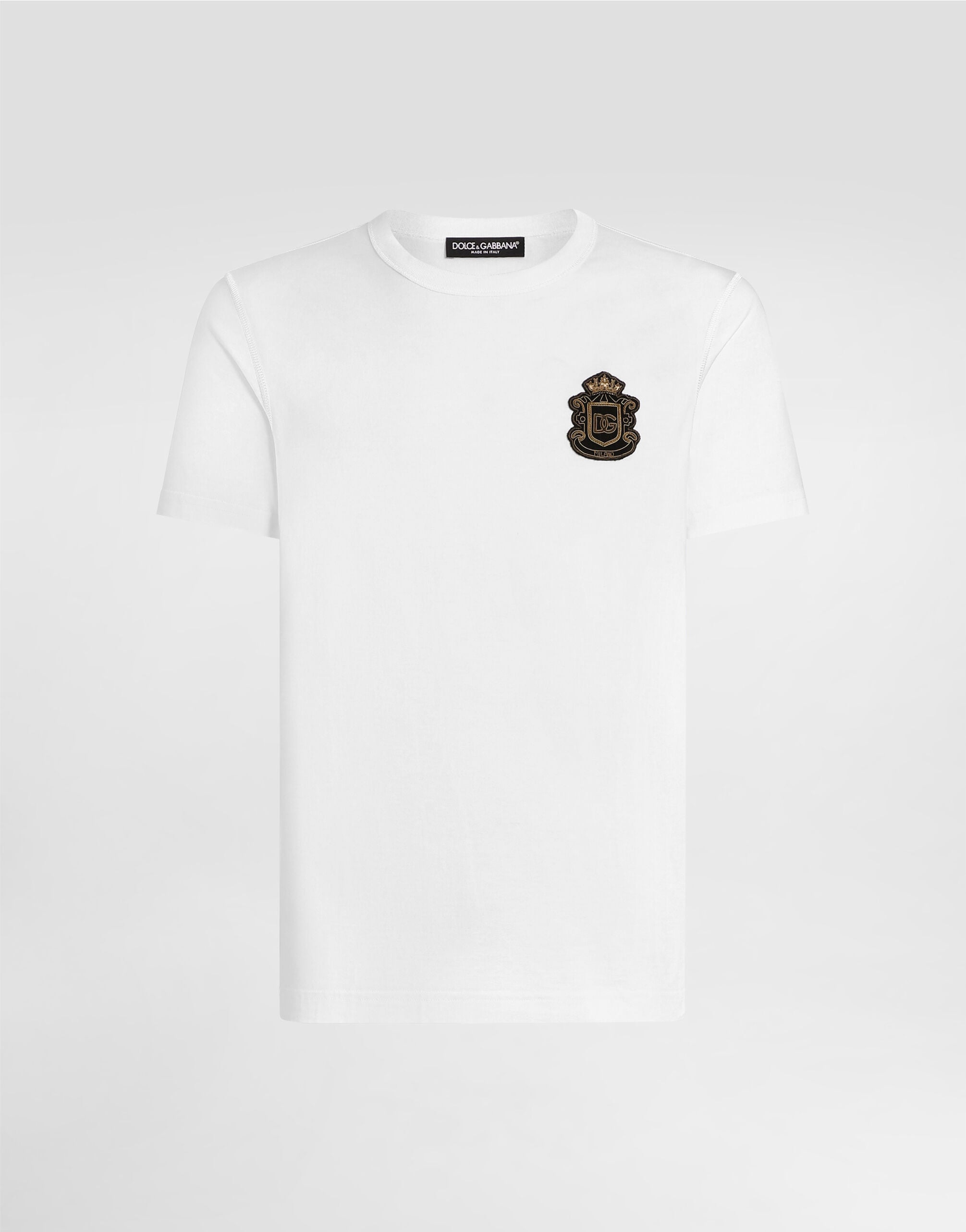 T-shirt with heraldic patch in White for Men | Dolce&Gabbana®