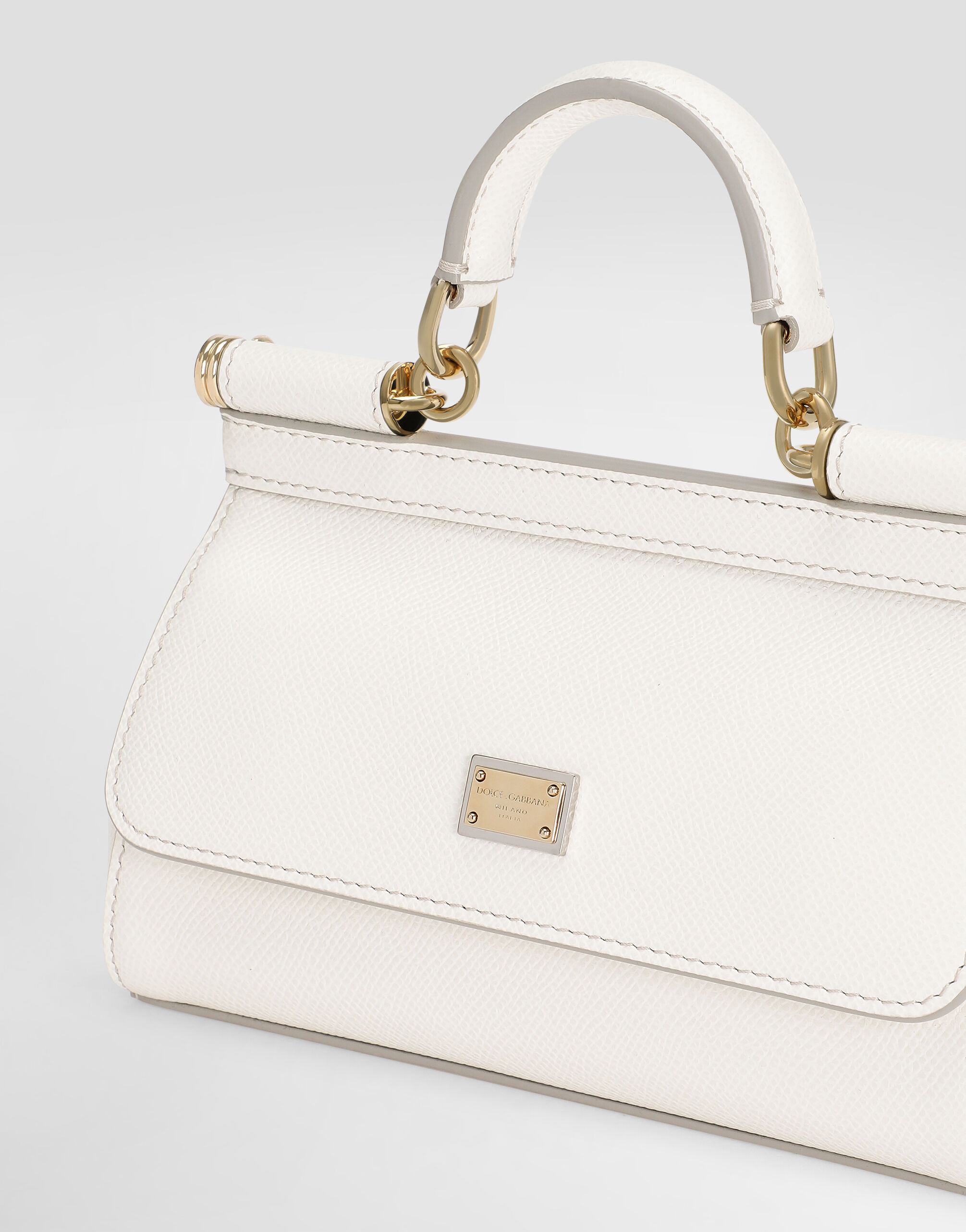 Studio Woonero　ドルガバ ケンドラ ホワイト ハンドバッグ DOLCE & GABBANA☆シシリードーフィンレザーハンドバッグ☆White