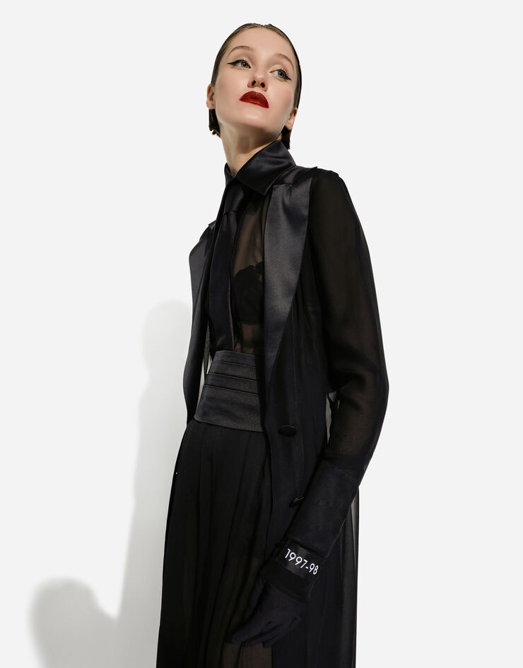 Dolce&Gabbana Hose mit weitem Bein aus Seidenchiffon Schwarz FTC0WTFUAA1