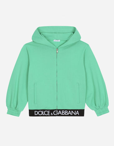 Dolce & Gabbana Jersey hoodie with branded elastic Blue L44P16LDB17