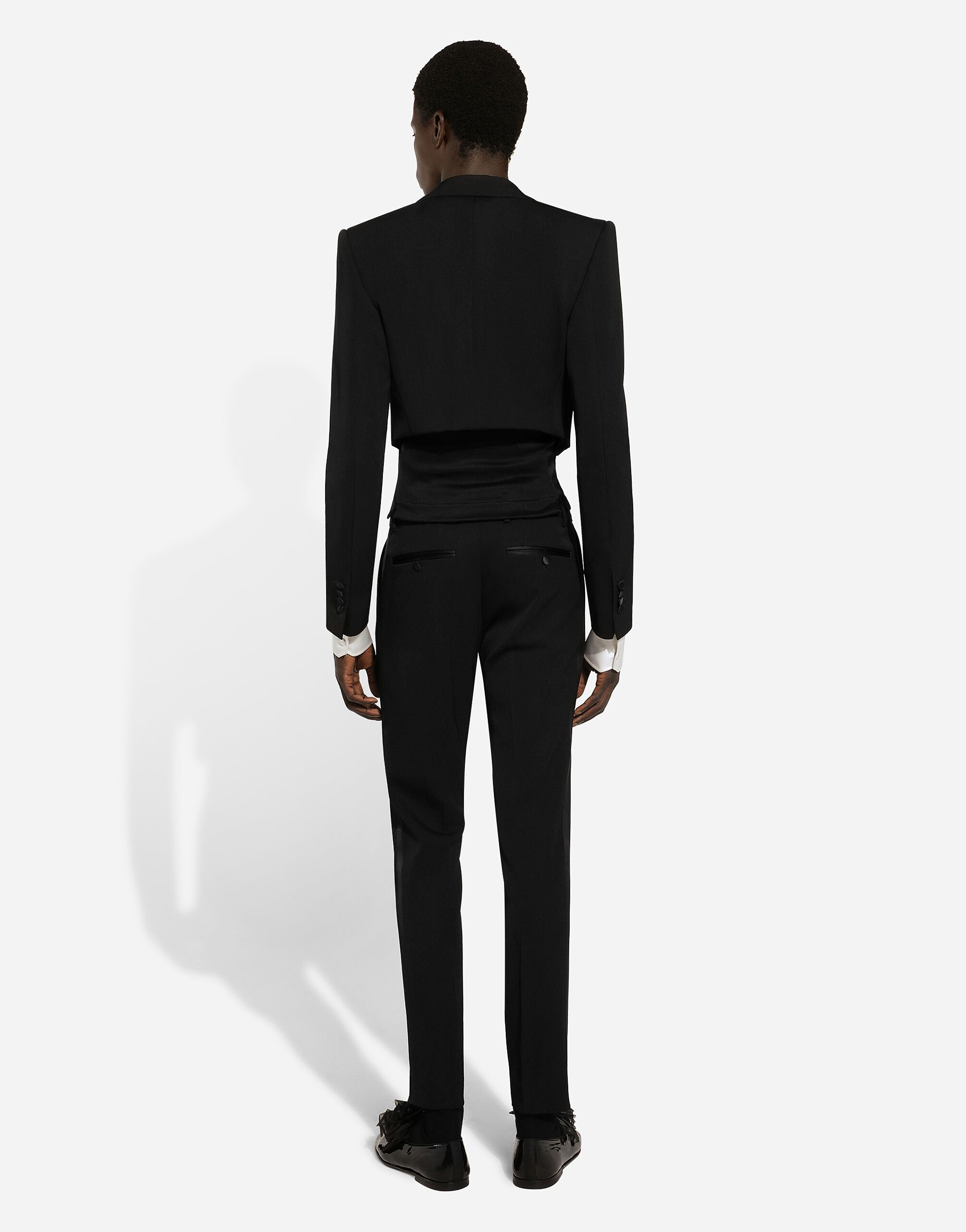 ブラックのメンズ ウール シングルブレスト スペンサー