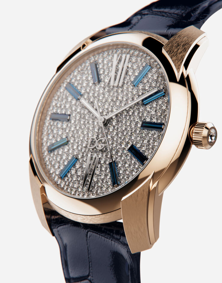 Dolce & Gabbana Reloj de oro y pavés de diamantes Azul/Oro Rosa WWJE1GX5IDA