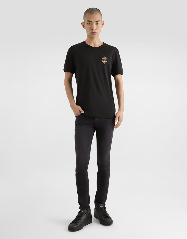 Dolce & Gabbana T-Shirt aus Baumwolle mit Stickerei Mehrfarbig G8PV1ZG7WUQ