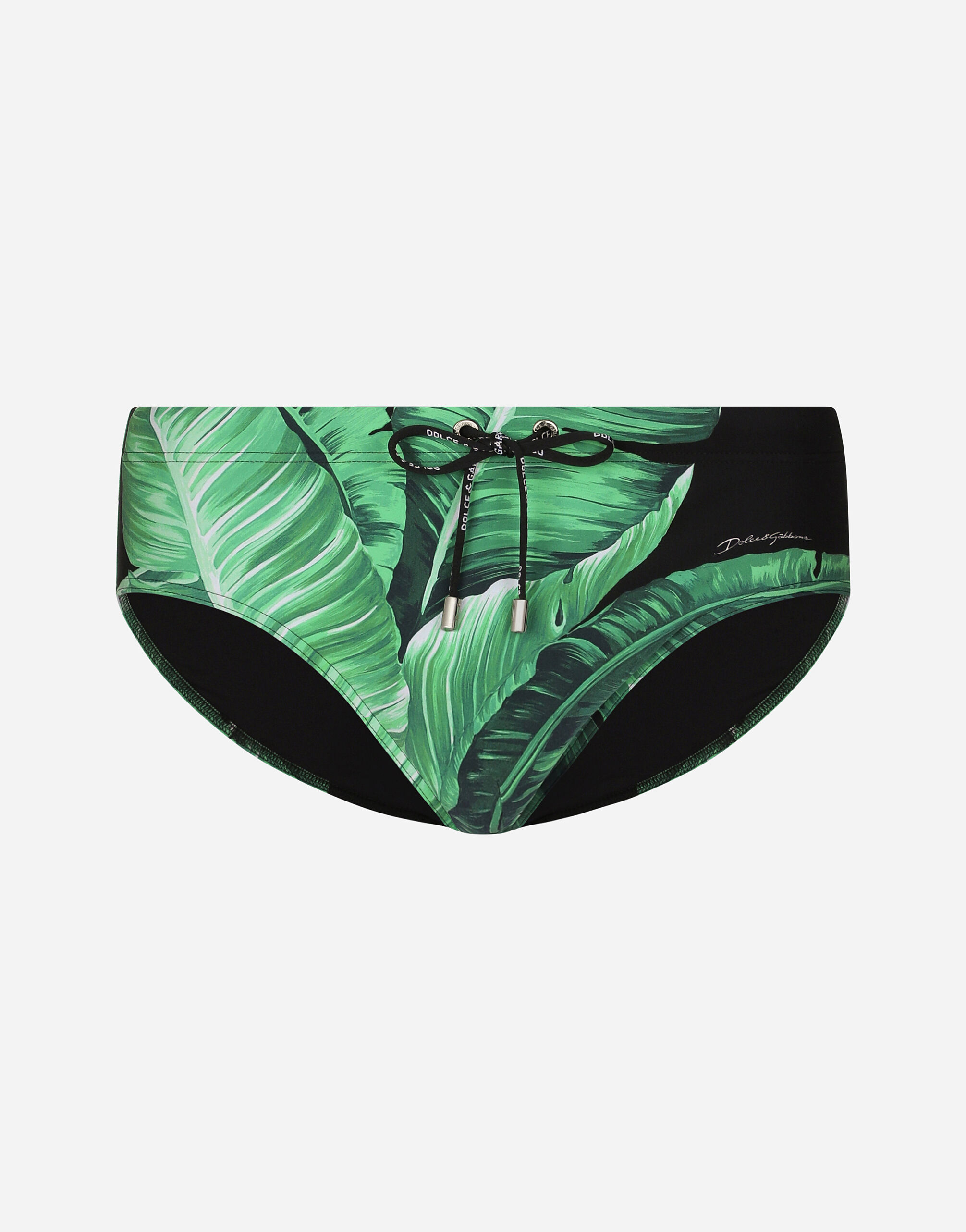 Dolce & Gabbana Banana-tree-print swim briefs with high-cut leg Print M4A13TISMHF