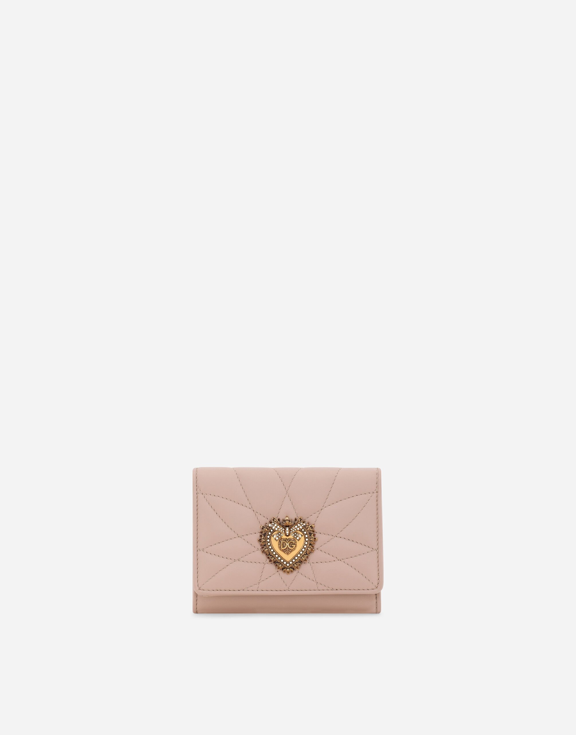 Dolce & Gabbana Small Devotion wallet in quilted nappa leather Pink BI0473AV967