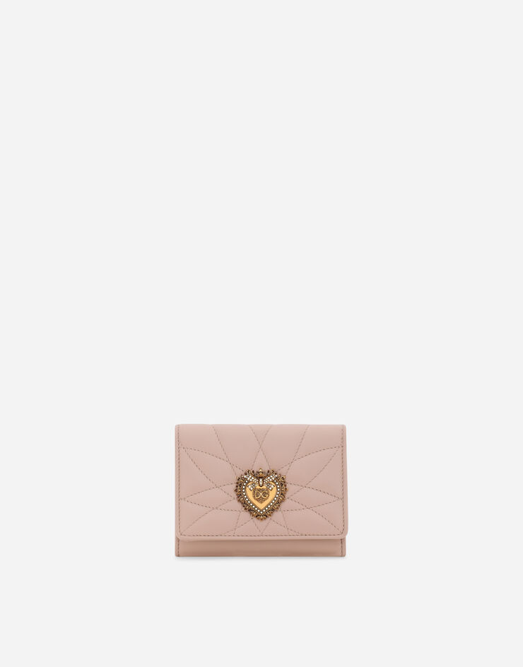 Dolce & Gabbana 스몰 퀼팅 나파 가죽 디보션 지갑 페일 핑크 BI1269AV967