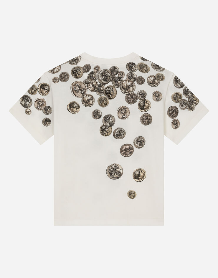 DolceGabbanaSpa Short-sleeved jersey T-shirt with ombré coin print White L4JTEYG7J8G