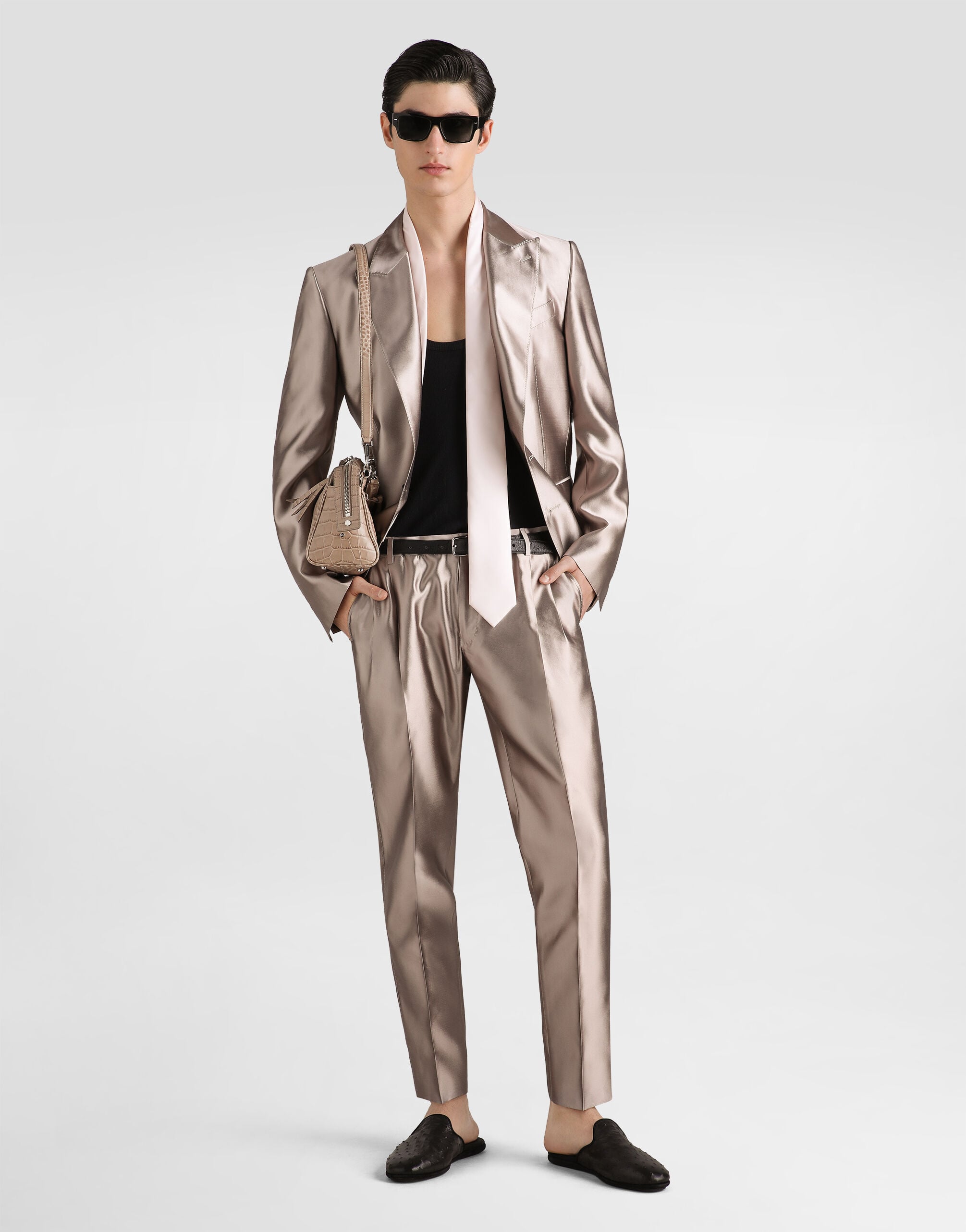 Silk shantung trousers in Beige for Men | Dolce&Gabbana® US