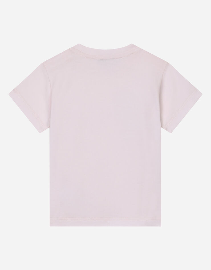 Dolce & Gabbana Jersey T-shirt with DG logo baby leopard print Pink L1JTDSG7G5G