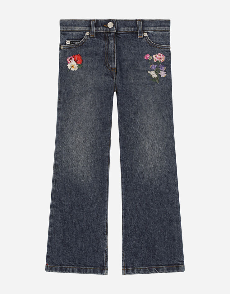 DolceGabbanaSpa Pantalón vaquero de 5 bolsillos con bordados Multicolor L52F70LDB63