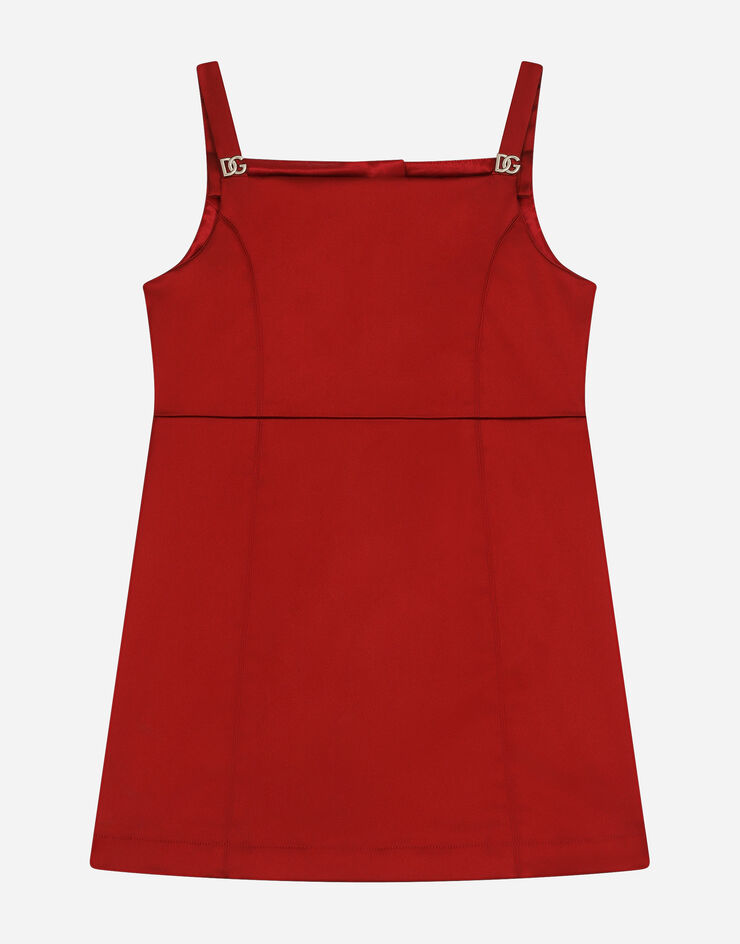 Dolce&Gabbana Ärmelloses Kleid aus Satin Rot L53DR7FURHM