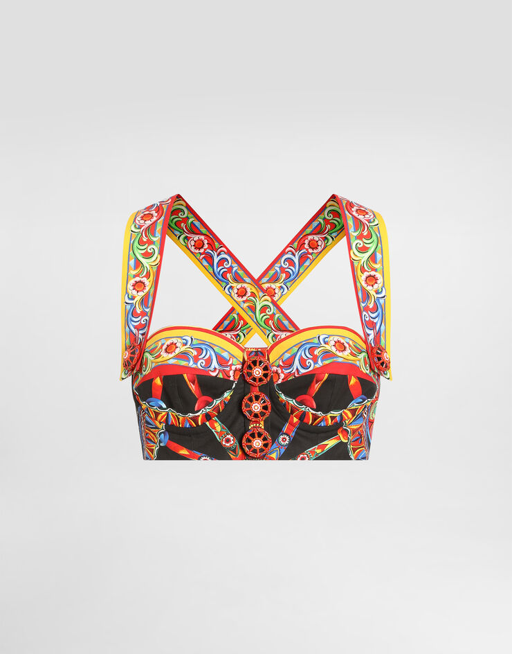 Dolce & Gabbana Carretto-print poplin top Dolce & Gabbana Carretto-print poplin top Multicolor F7BR3TGDDTF