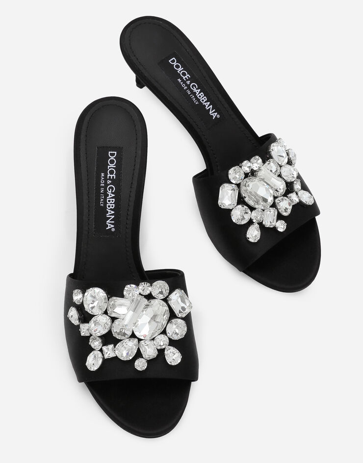 Dolce & Gabbana Satin mules with embroidery Black CR1608AQ521