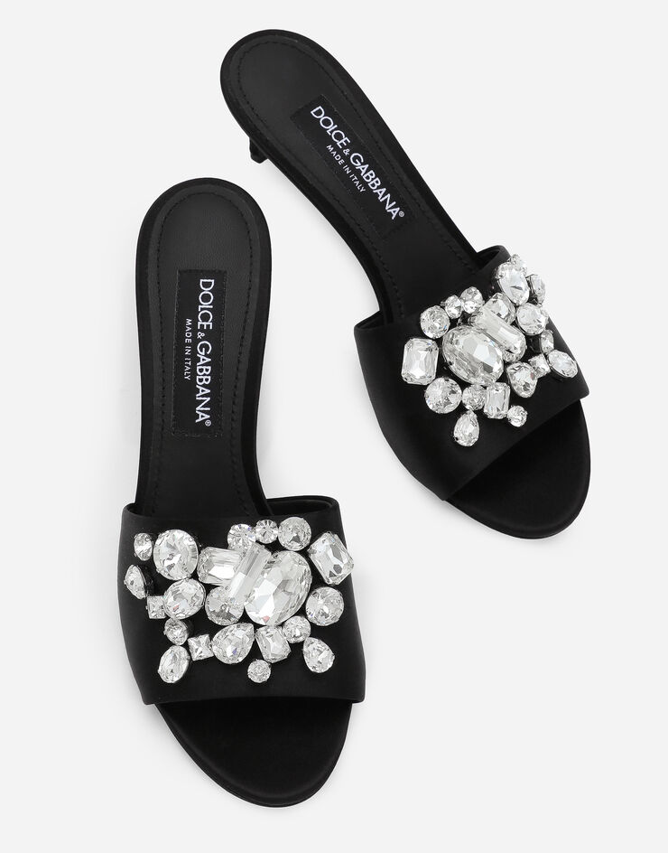 Dolce & Gabbana خف ساتان بتطريز أسود CR1608AQ521