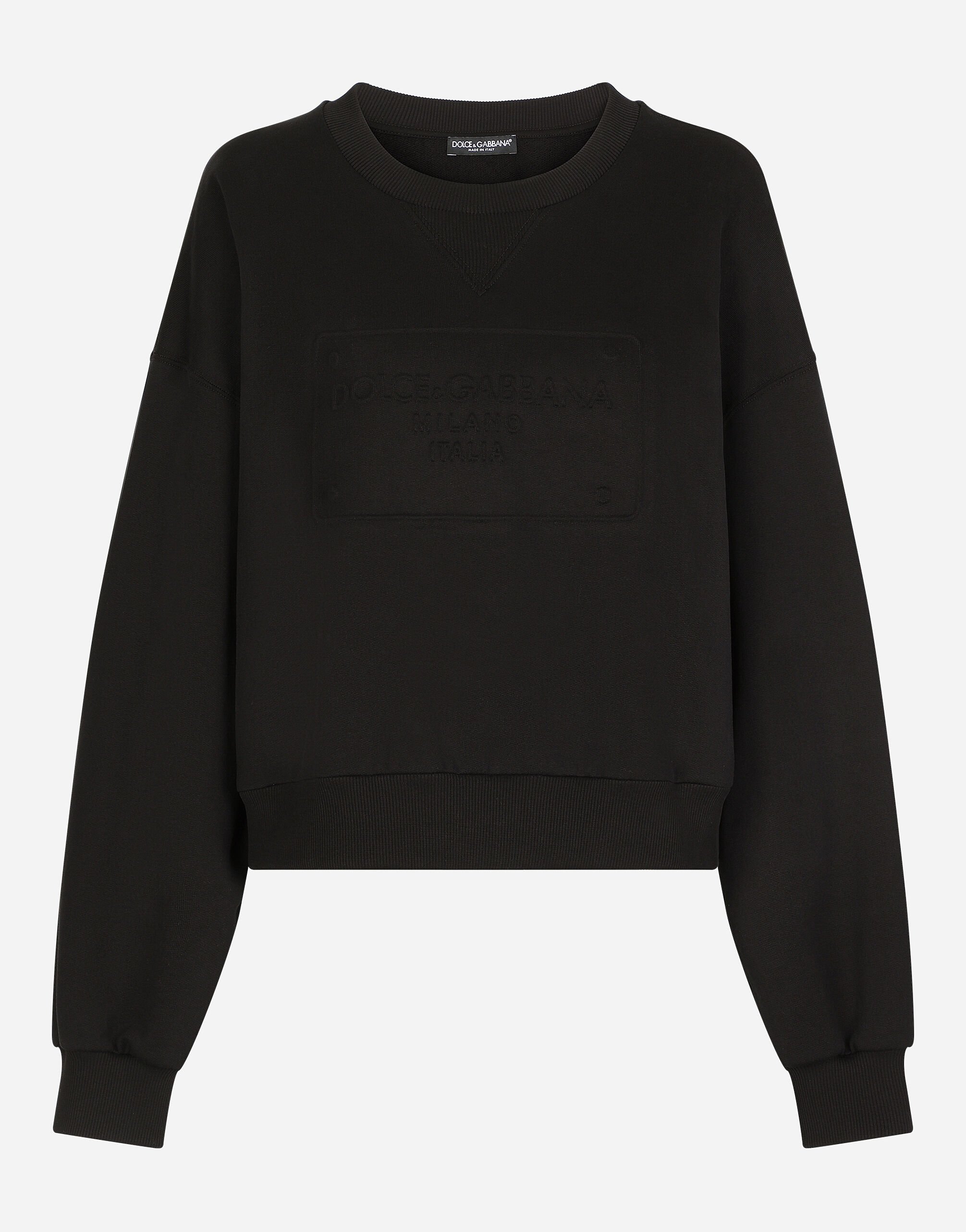 Dolce & Gabbana Jersey sweatshirt with embossed logo Black F8R52TFJ7DM