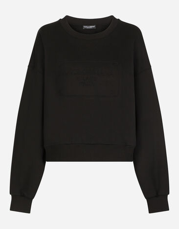 Dolce&Gabbana Jersey sweatshirt with embossed logo Black F0B6ATHJMOK