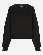 Dolce & Gabbana Jersey sweatshirt with embossed logo Black F9M32ZHUML6