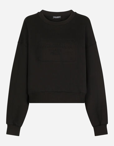 Dolce & Gabbana Jersey sweatshirt with embossed logo Black F9L05ZG7EJ2