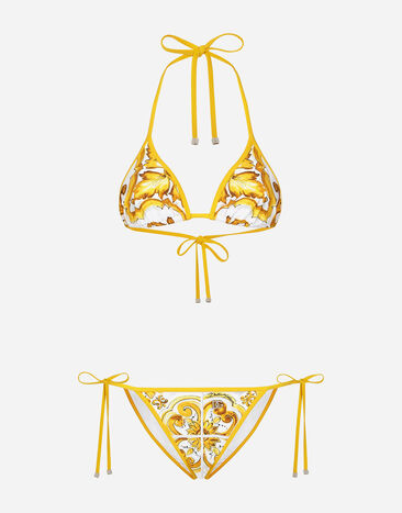 Dolce & Gabbana Bikini de triángulo con estampado Maiolica Imprima O9A13JONO19
