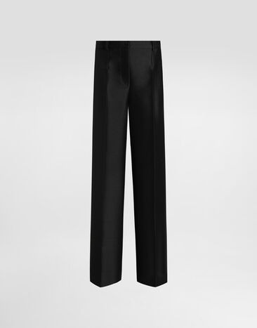 Dolce & Gabbana Pantalon en faille de laine et soie Noir FTC18TGDC6P