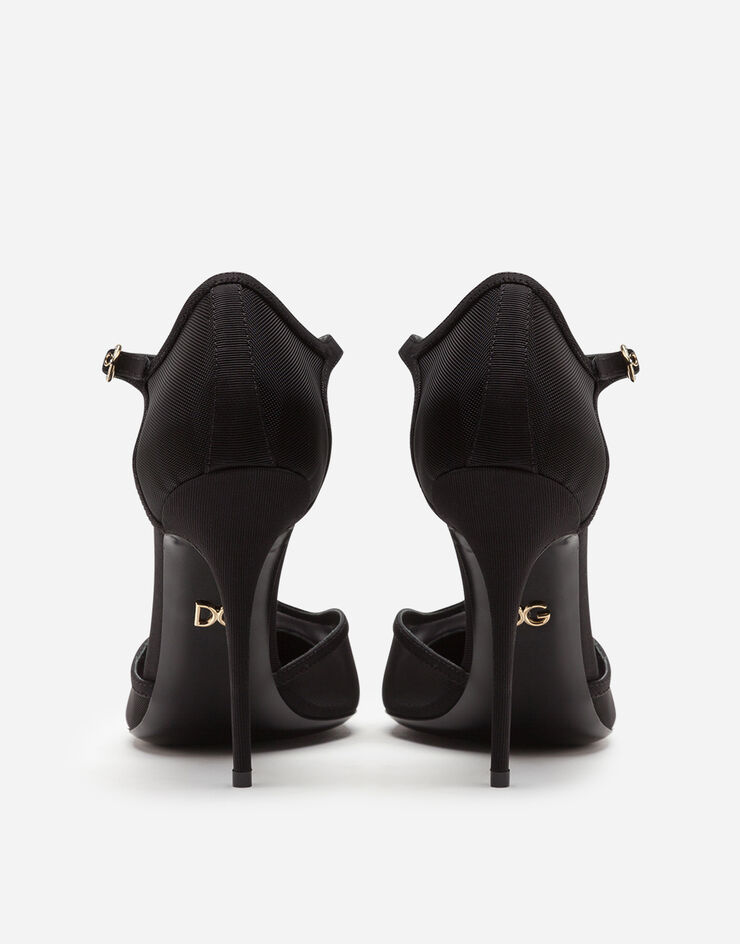 Dolce & Gabbana T-strap sandals in mesh and grosgrain BLACK CD1515AX975