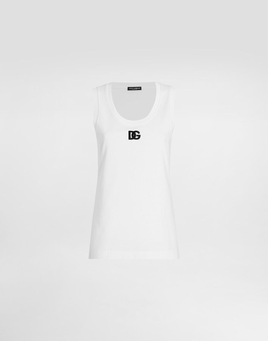 Oversize jersey tank top with DG logo embroidery