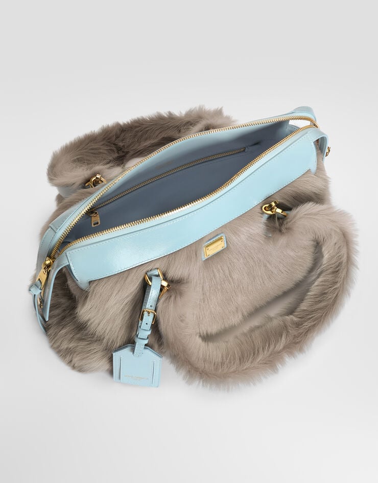 Dolce & Gabbana Vittoria shoulder bag in shearling and calfskin Multicolor BB7953A0736