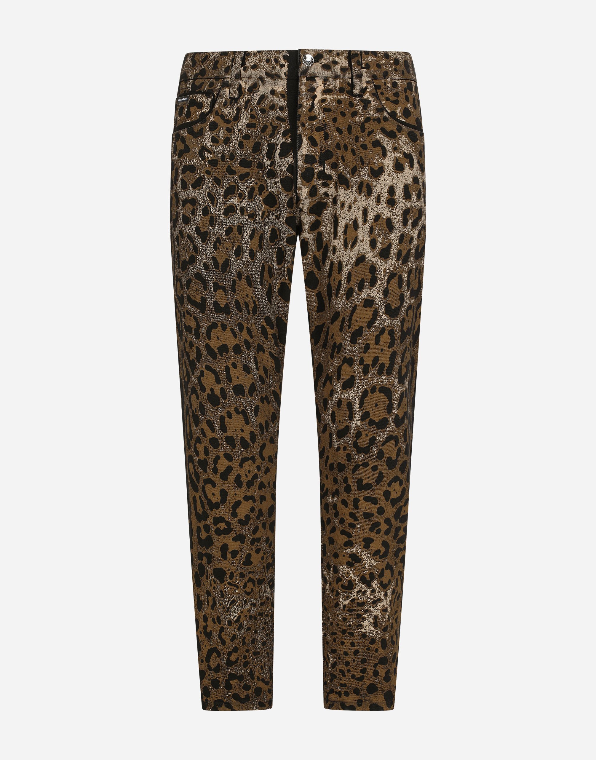 Dolce & Gabbana Loose jeans with DG leopard print Multicolor G9UW6DG8EI1