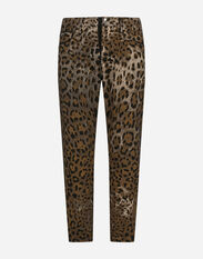 Dolce & Gabbana Loose jeans with DG leopard print Animal Print GXP80TJAHJN