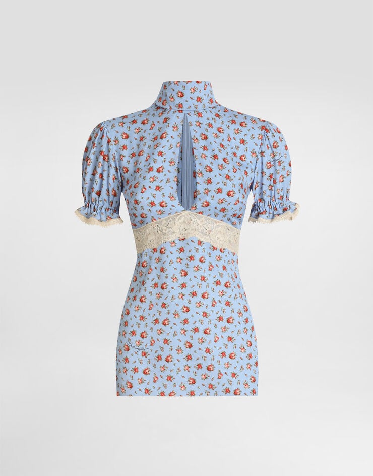 Dolce & Gabbana توب من ساتان شارموز بطبعة ورود صغيرة Multicolor F7BK4TFSA79