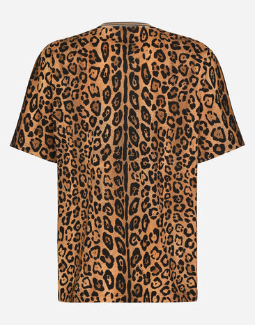 Dolce & Gabbana Round-neck T-shirt with leopard-print Crespo and tag Print G8PN9TII7B0