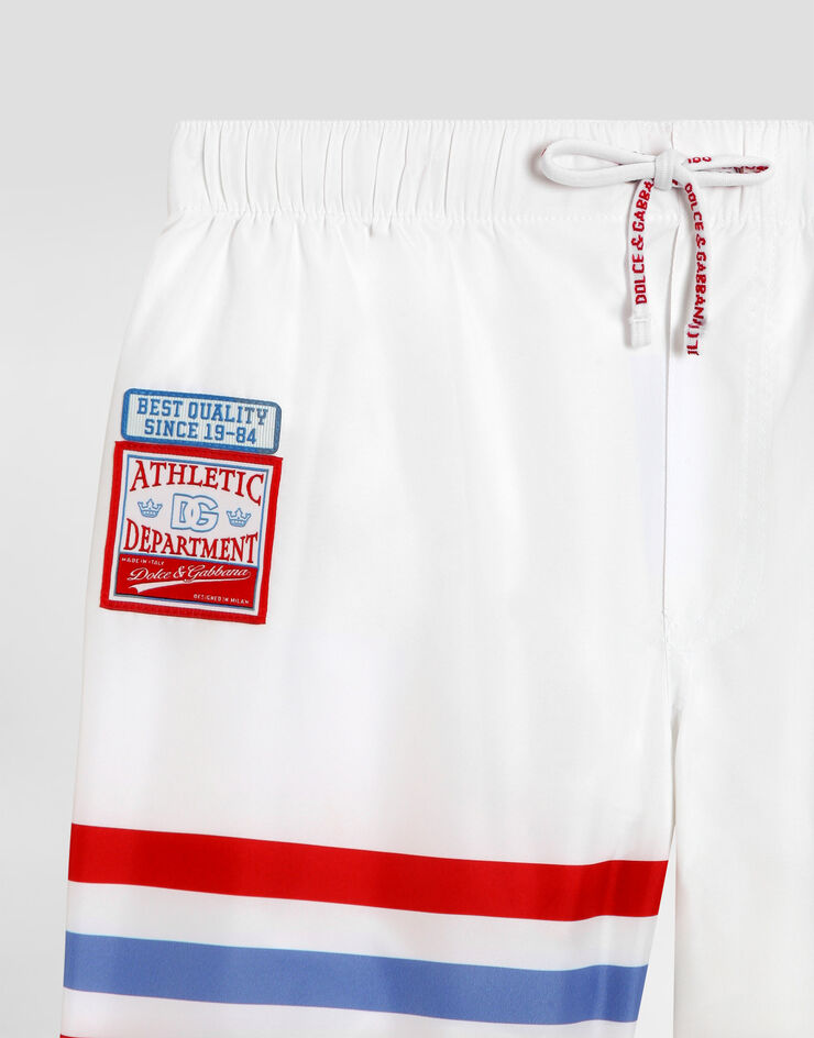 Dolce & Gabbana Medium nylon swim shorts with striped print Multicolor L4J818ON0CP