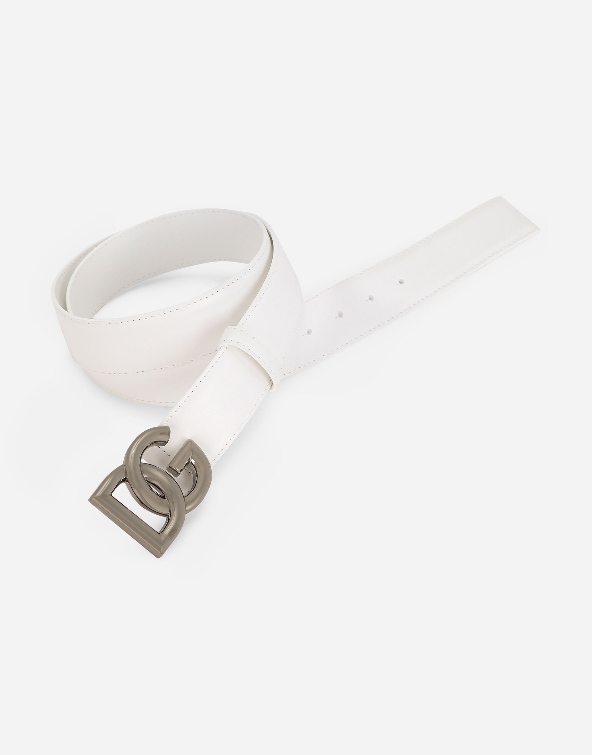 Ceinture a boucle logo DG en Blanc pour homme Dolce Gabbana