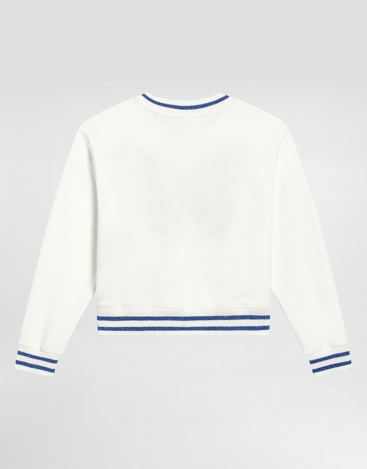 Dolce & Gabbana Felpa girocollo con farfalla e logo DG Bianco L5JWBEG7OJ2