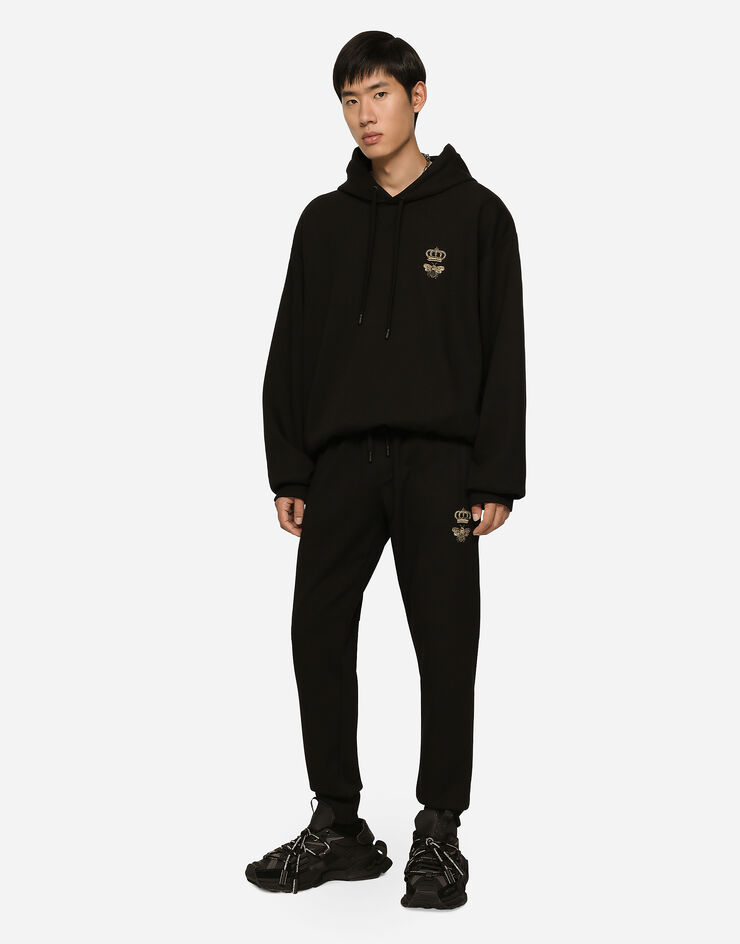 Dolce & Gabbana Pantalón de chándal de punto con bordado Noir GVF7AZHU7H9