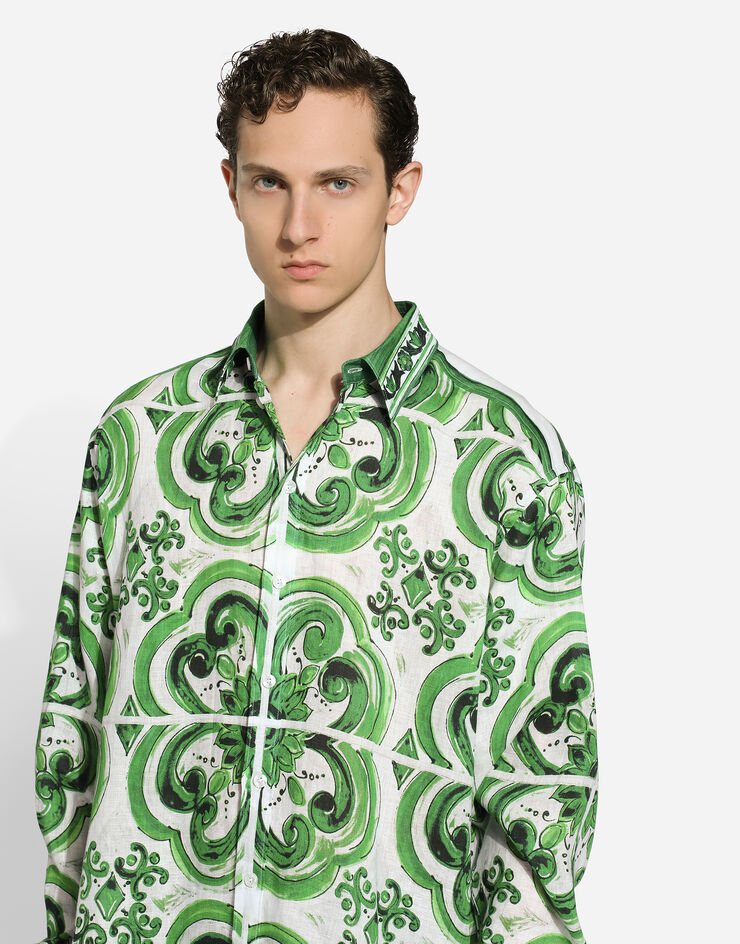 Dolce & Gabbana Majolica-print linen Hawaiian shirt Print G5LI6TFP4M8