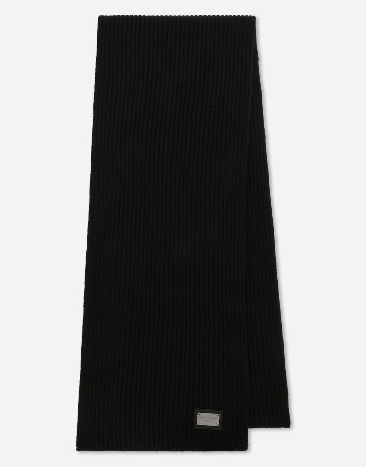 Dolce & Gabbana 로고 태그 캐시미어 스카프 블랙 GXK64TJAWU2