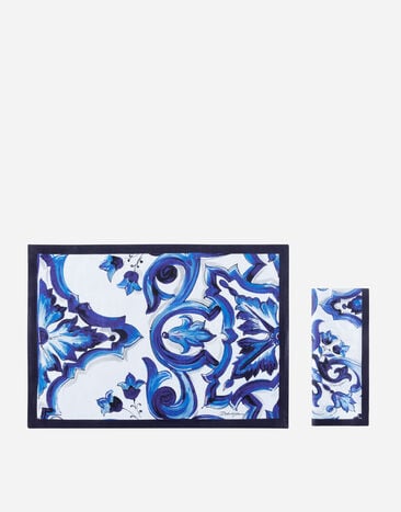 Dolce & Gabbana Set Platzdeckchen und Serviette aus Leinen Mehrfarbig TCGS05TCADN