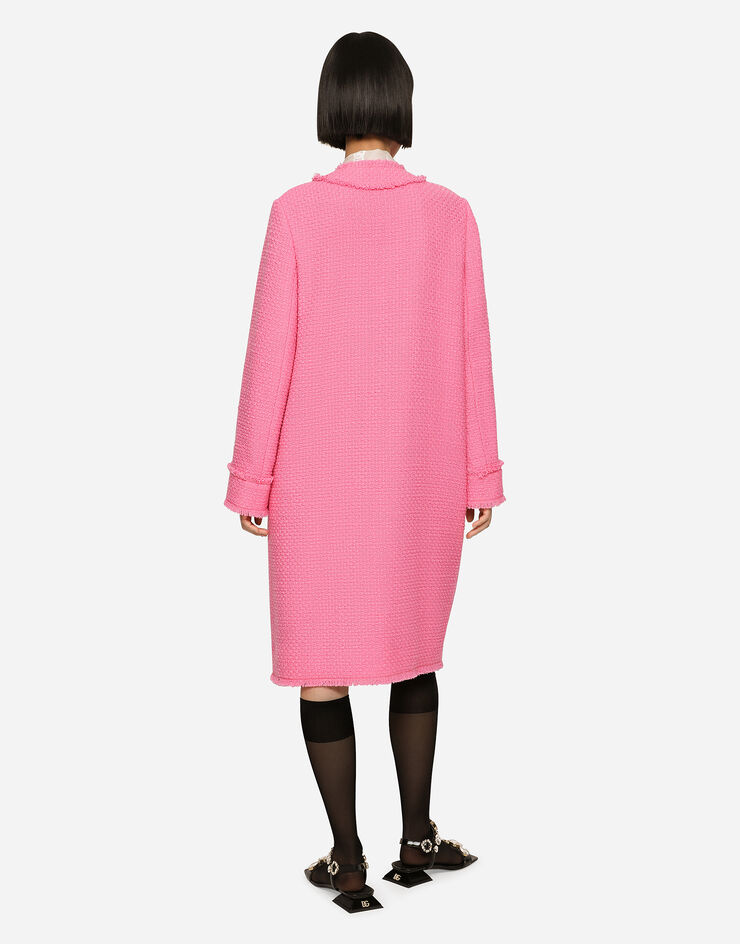 Dolce & Gabbana Abrigo de tweed con botonadura sencilla Rosa F0C3WTFMMHM
