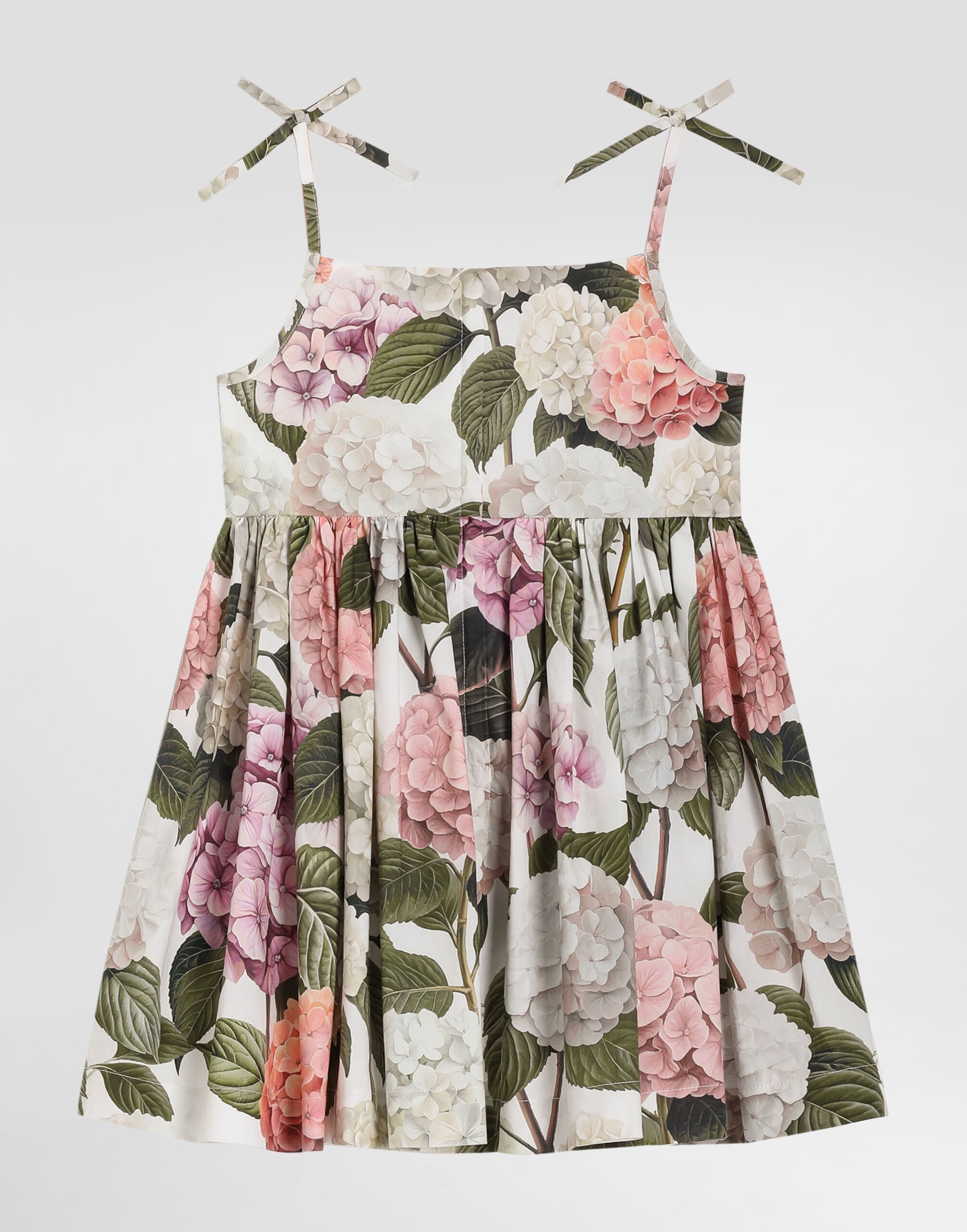Hydrangea-print poplin dress in Multicolor for Girls