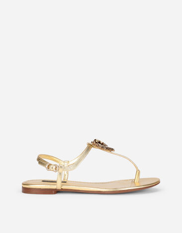Dolce & Gabbana Nappa leather Devotion thong sandals Yellow CQ0598AT850