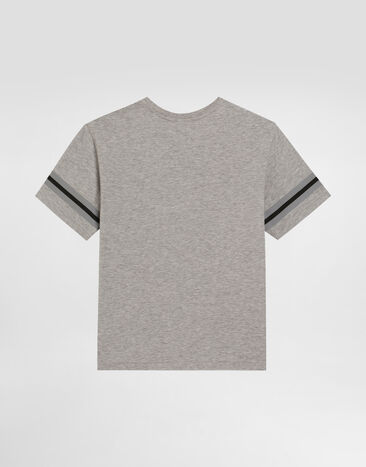 Dolce & Gabbana Jersey T-shirt with Dolce&Gabbana logo Grey L4JTHVG7O4V