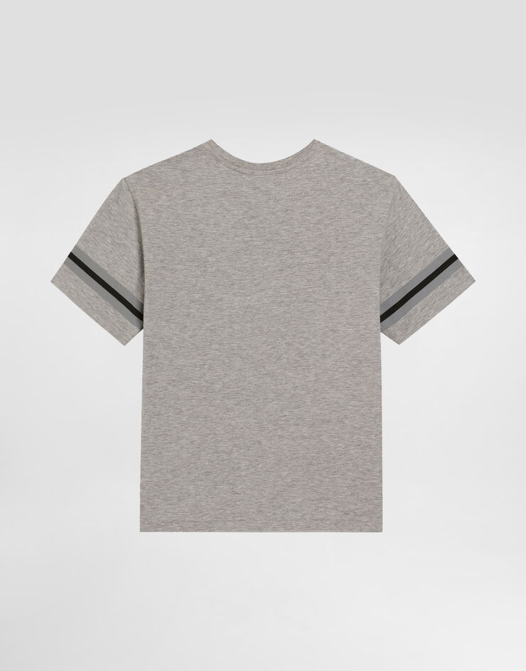 Dolce & Gabbana Jersey T-shirt with Dolce&Gabbana logo Grey L4JTHVG7O4V