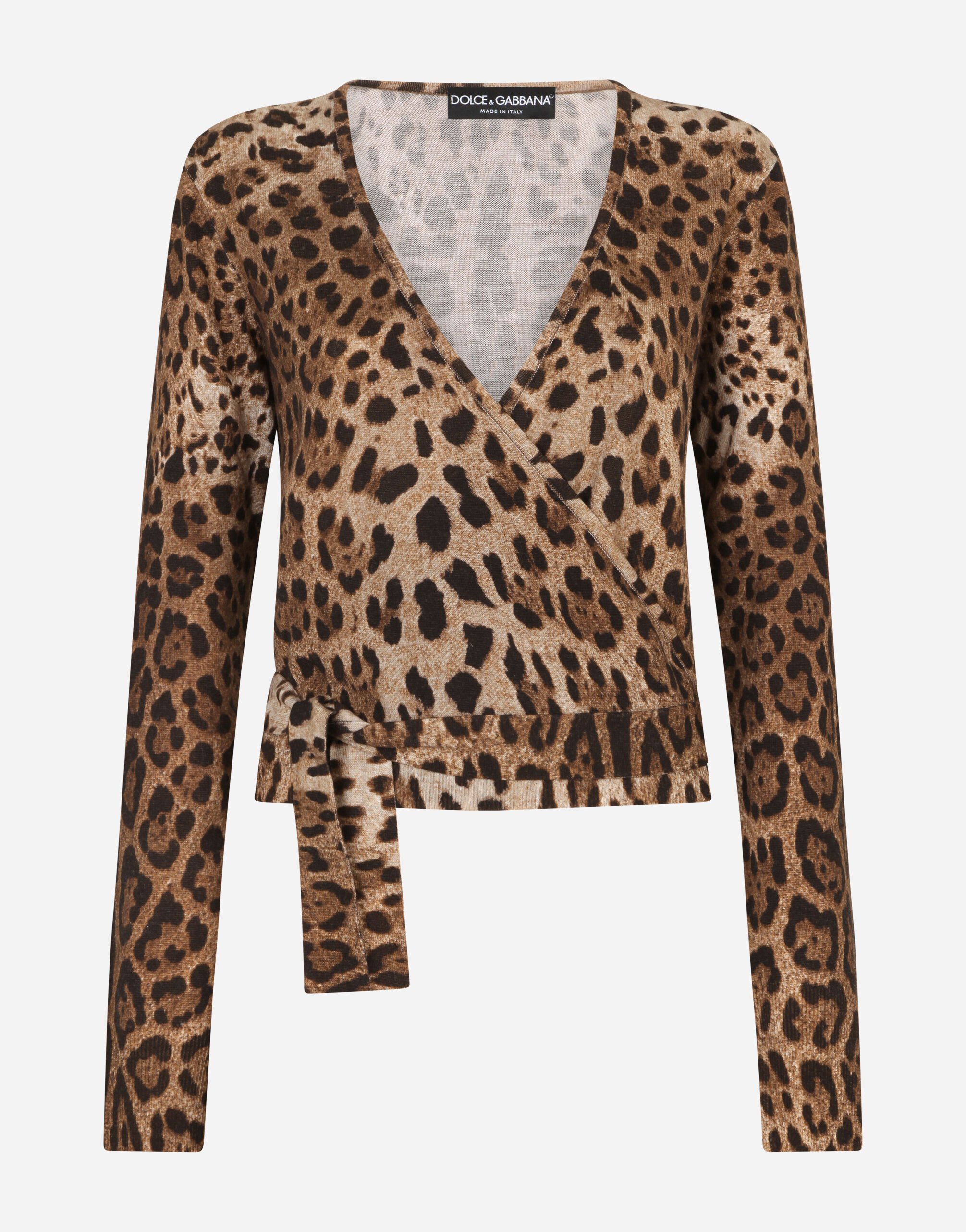 Cashmere wrap cardigan in ANIMAL PRINT for Women Dolce Gabbana